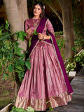 Pink Lovely Zari Weaving Silk Festive Wear Half Saree Lehenga Choli