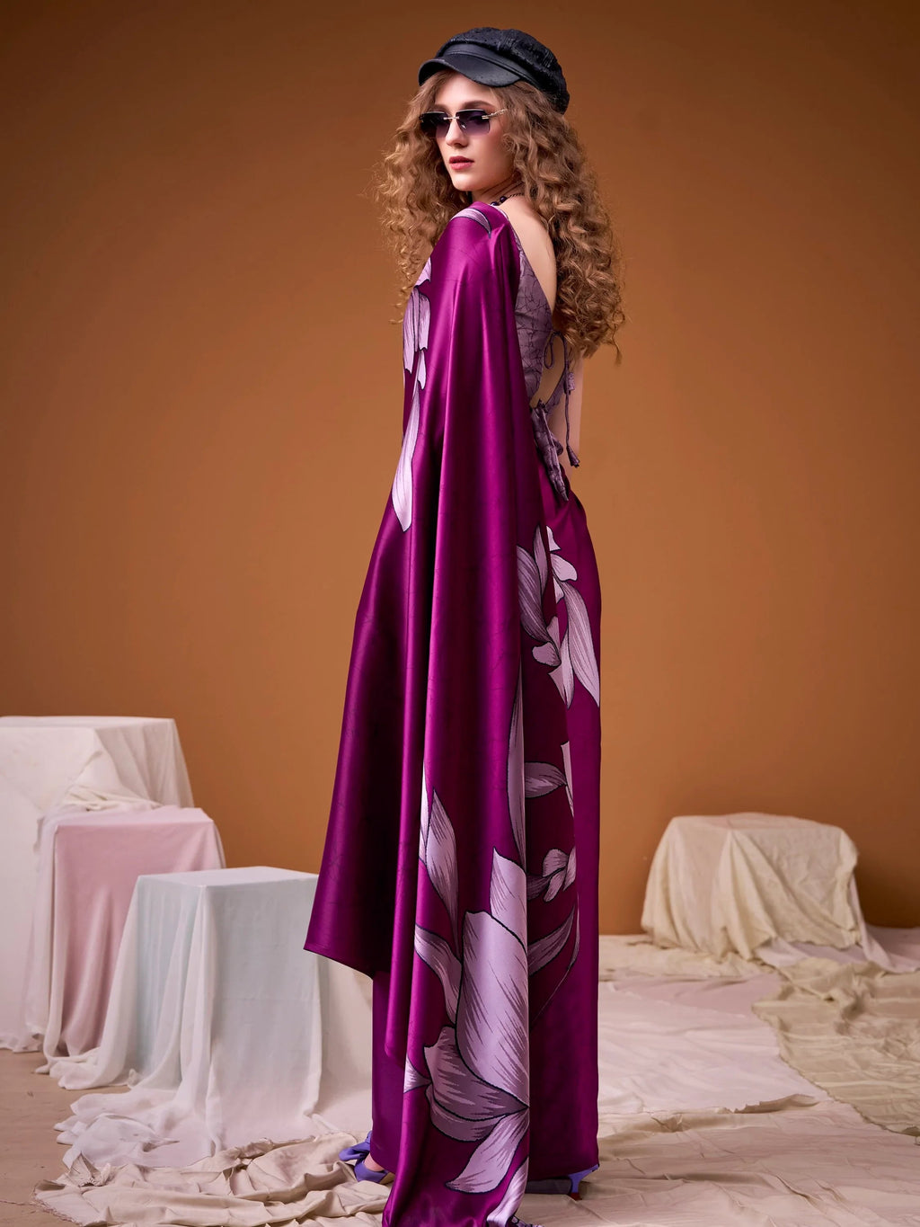Pink Marvelous Floral Printed Silk Festive Wear Saree With Blouse