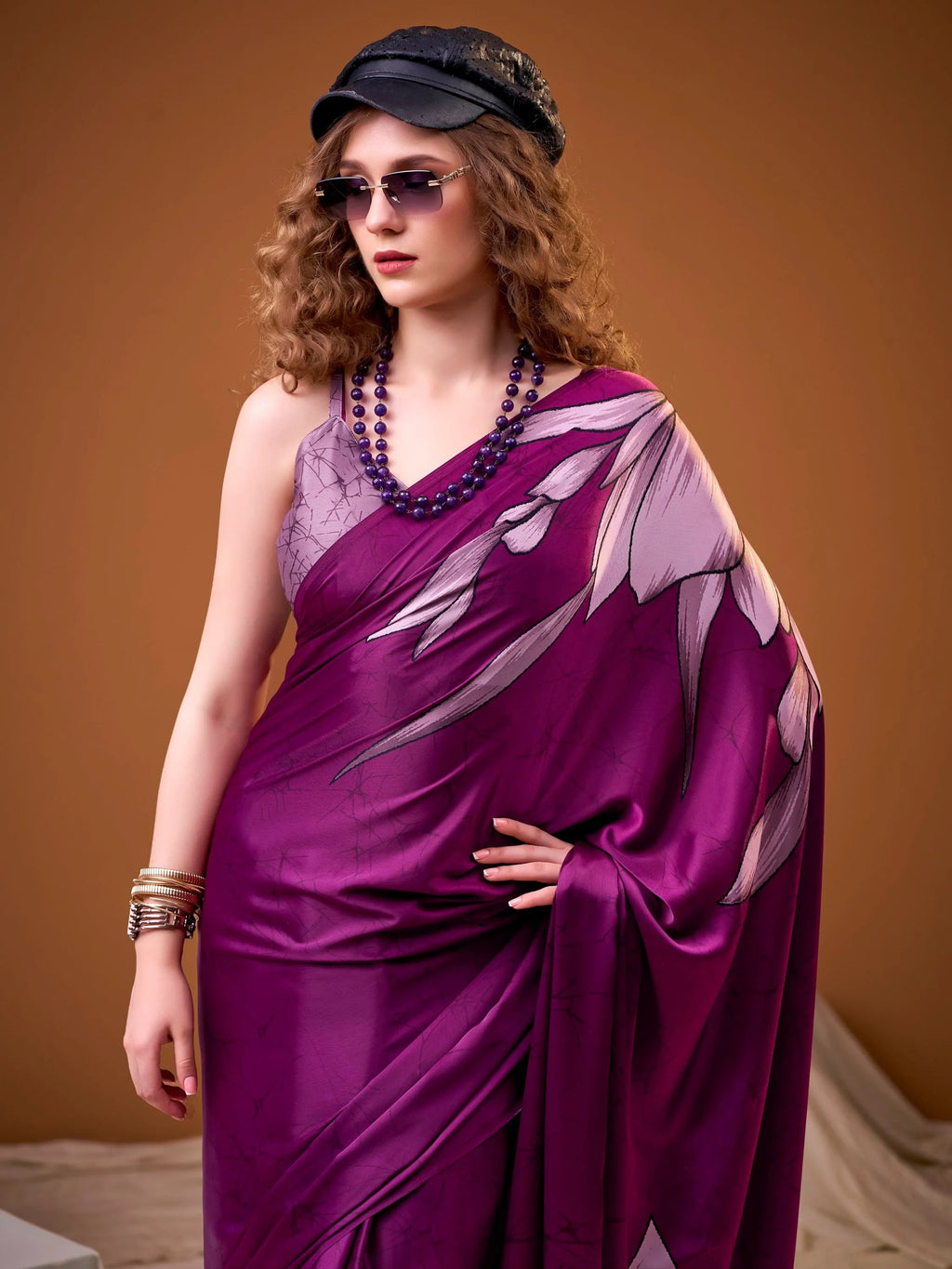 Pink Marvelous Floral Printed Silk Festive Wear Saree With Blouse