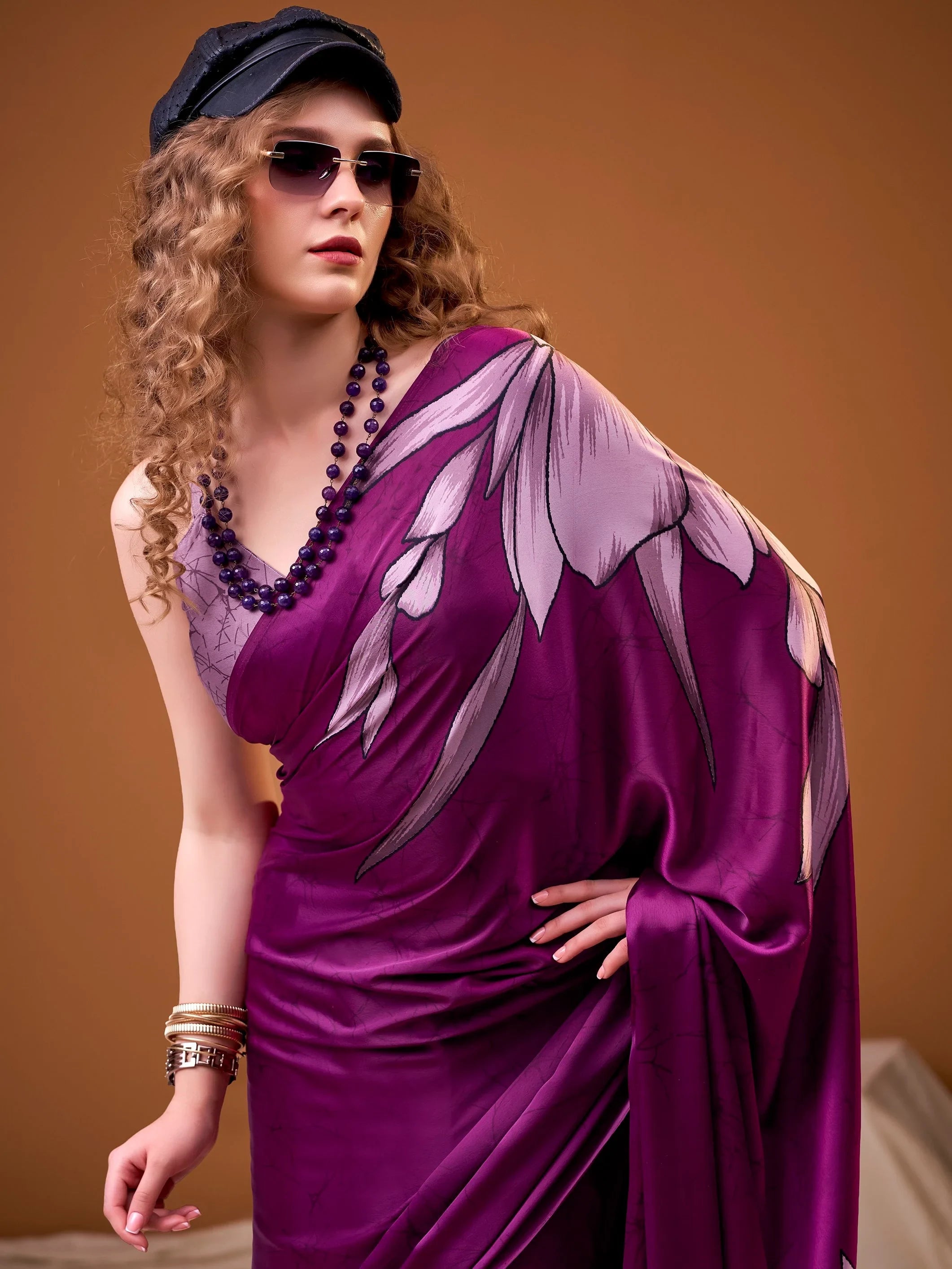 Pink Marvelous Floral Printed Silk Festive Wear Saree With Blouse