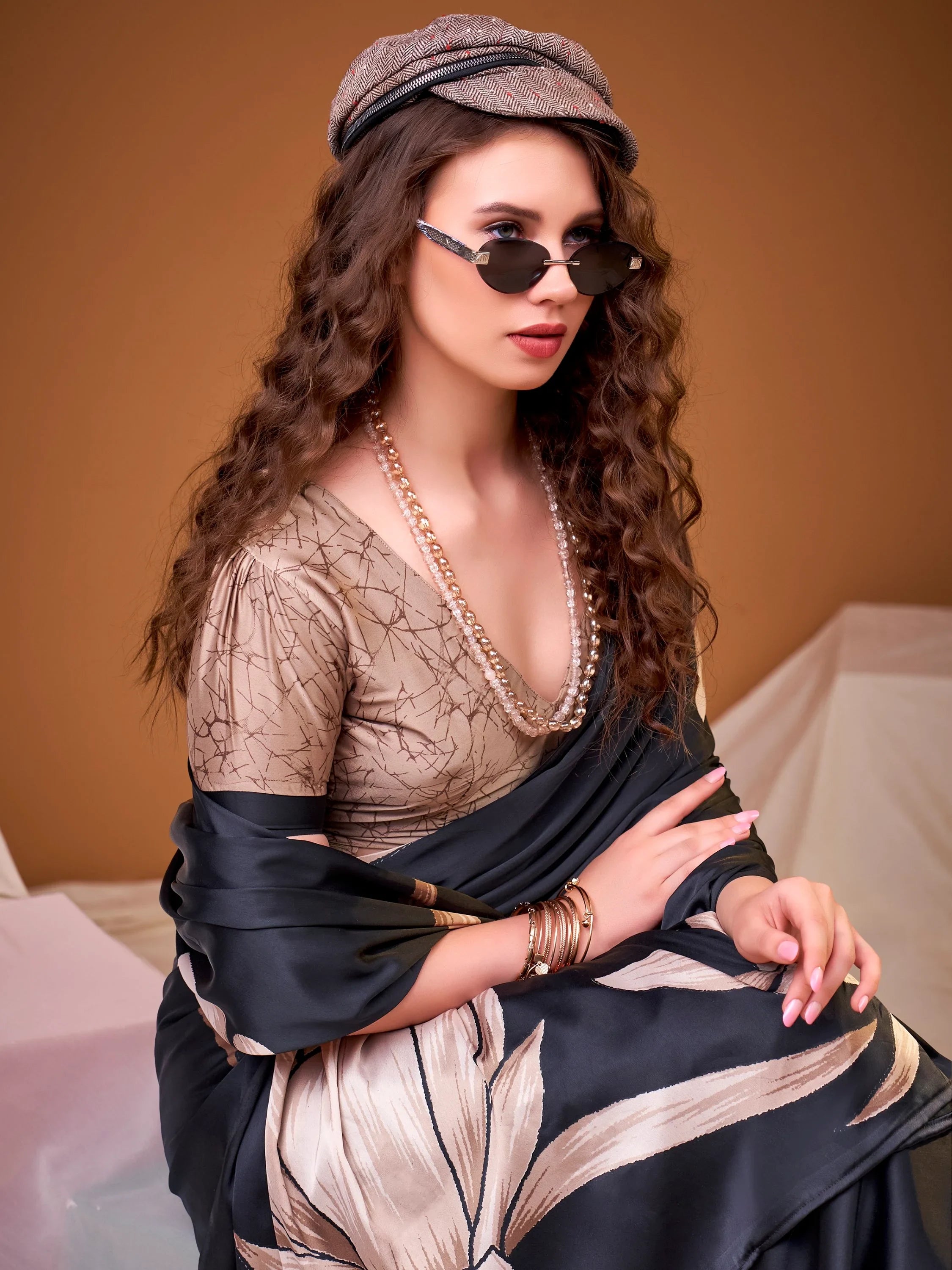 Black Marvelous Floral Printed Silk Festive Wear Saree With Blouse