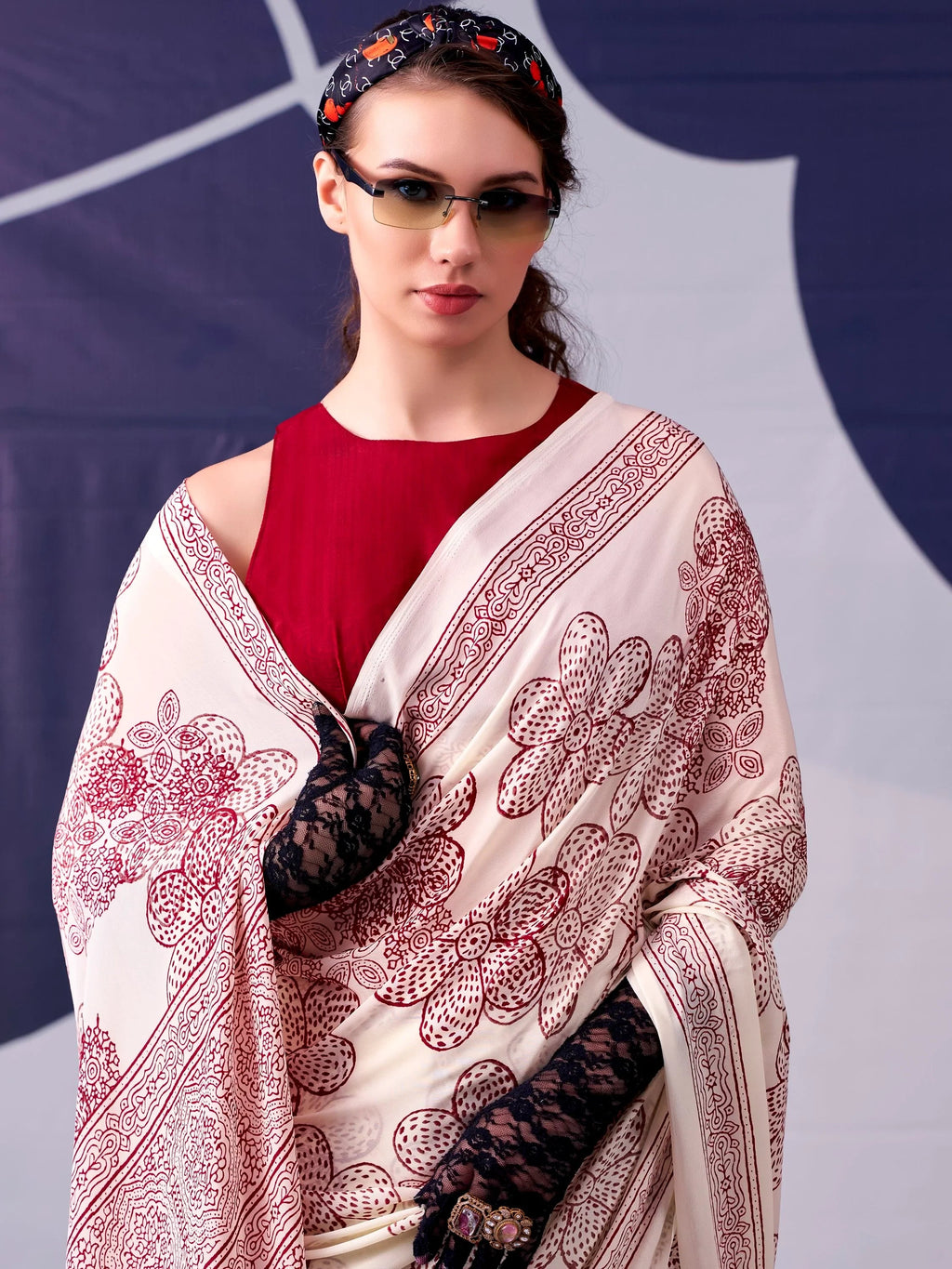 Maroon Attractive Floral Printed Satin Function Wear Saree With Blouse