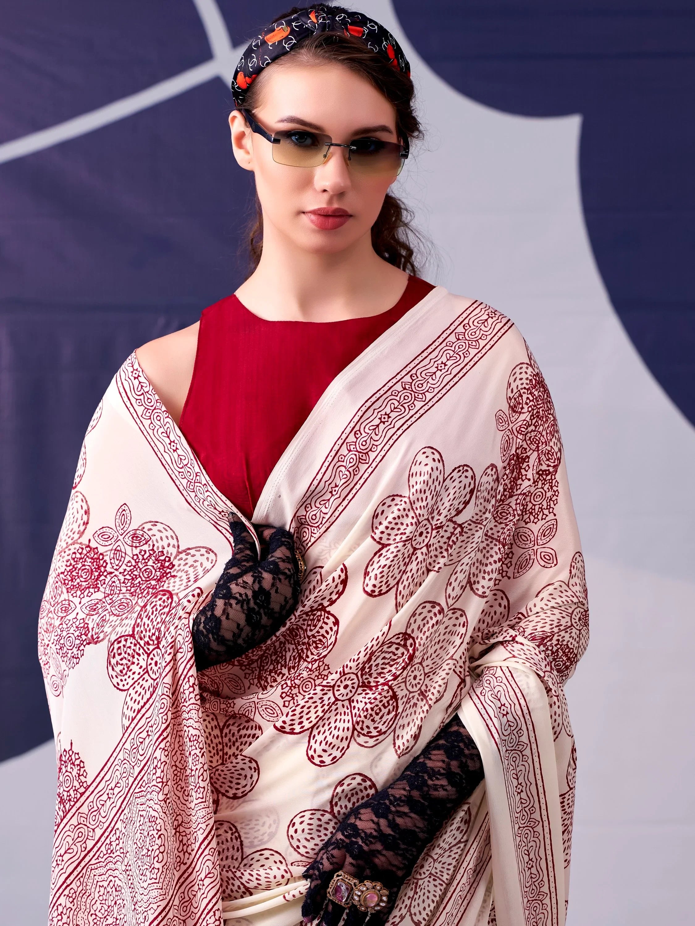 Maroon Attractive Floral Printed Satin Function Wear Saree With Blouse