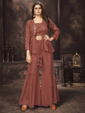 Delightful Brown Sequins Georgette Ready-to-wear Indo-Western Sharara