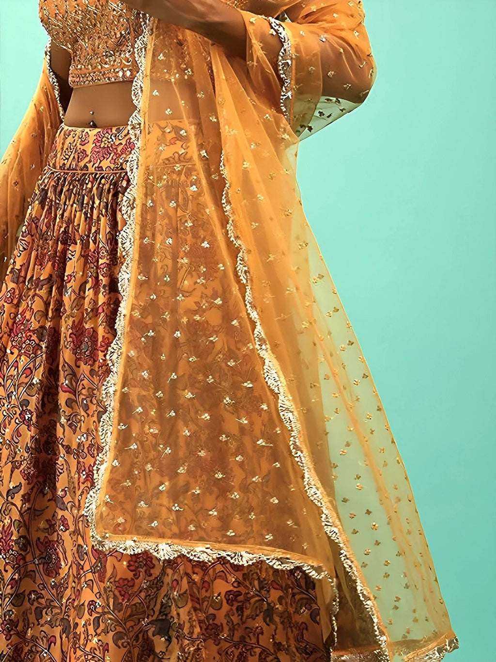 Yellow Wondrous Embroidery Chinon Silk Party Wear Lehenga Choli