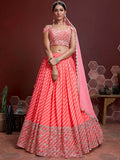 Wonderful Pink Embroidered Organza Wedding Wear Plus Size Lehenga Choli