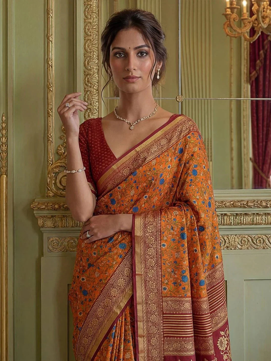 Timeless Mustard Yellow Zari Work Silk Function Wear Saree With Blouse