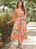 Fascinating Multi-Color Rayon Digital Printed Casual Wear Dress