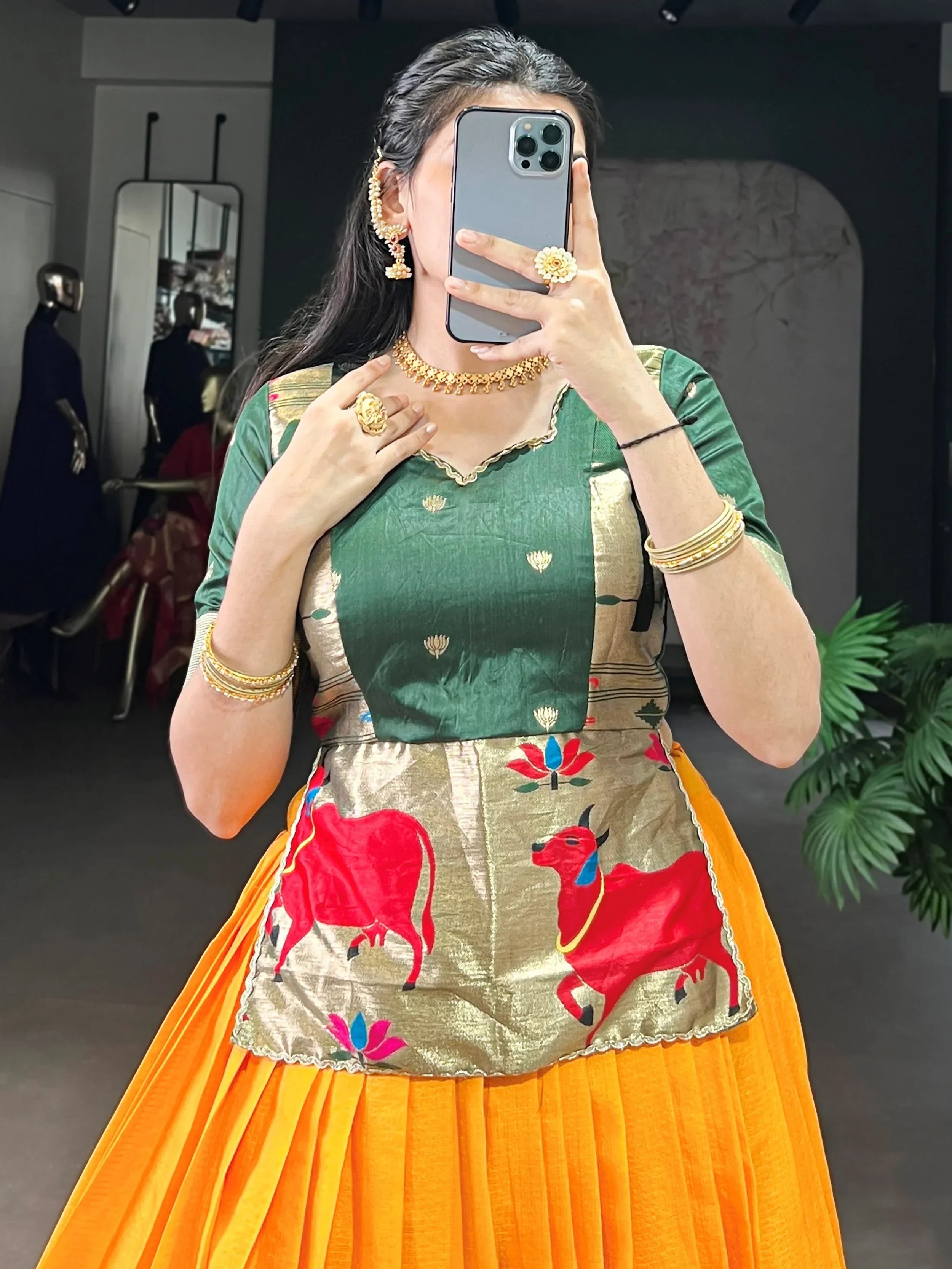 Yellow Enchanting Zari Weaving Silk Festive Wear Crop Top Lehenga