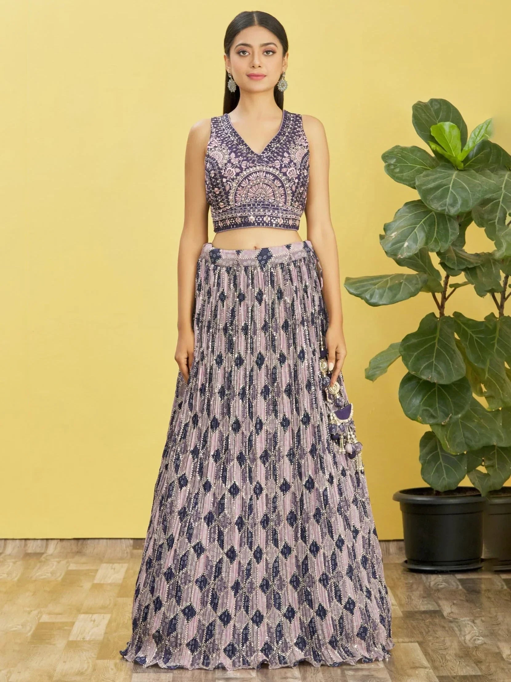 Charming Blue Embroidered Chinon Festival Wear Lehenga Choli