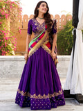 Purple Impressive Embroidered Silk Festival Wear Lehenga Choli