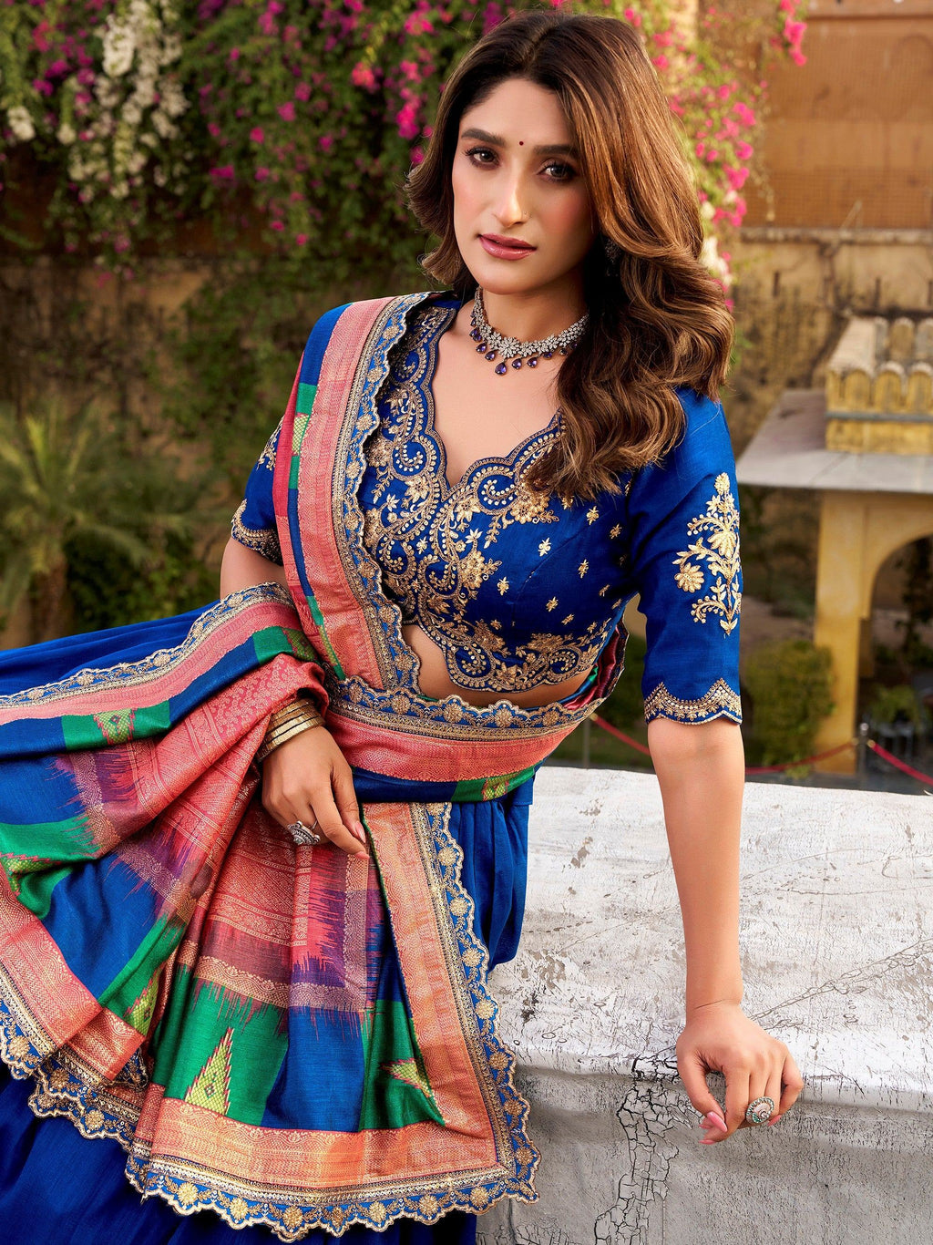 Blue Impressive Embroidered Silk Festival Wear Lehenga Choli