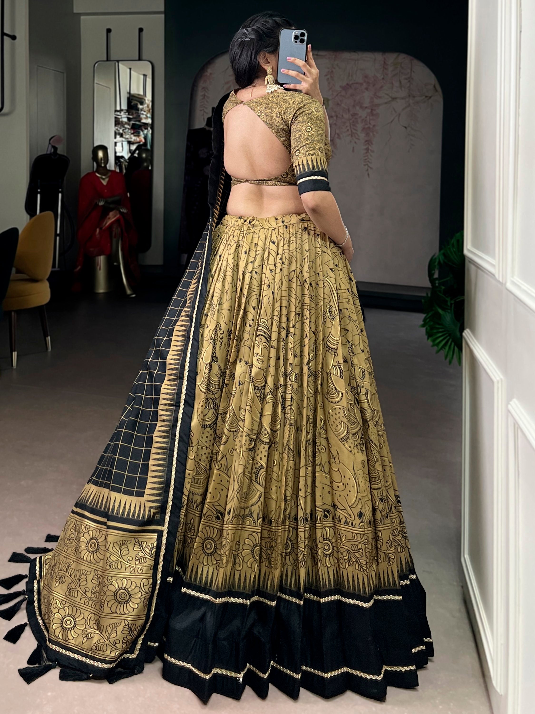 Wonderful Kalamkari Print Tussar Silk Lehenga Choli for Festive Occasions and Weddings