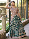 Magnetic Green Kalamkari Print Silk Traditional Half Saree Lehenga