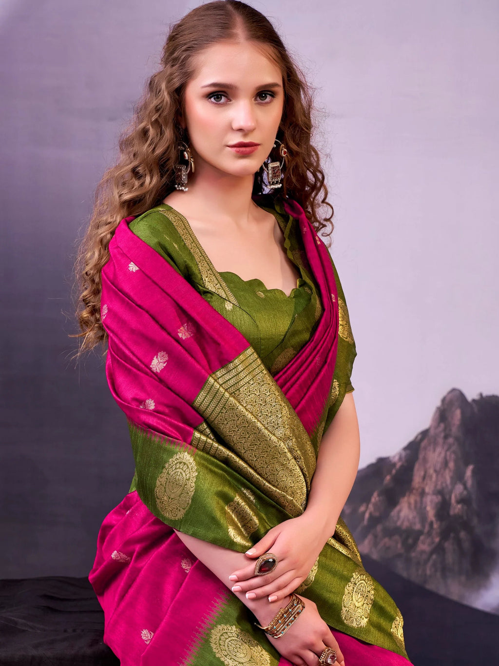 Pink Awesome Zari Weaving Cotton Marriage Wear Saree With Blouse