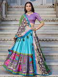 Blue Stunning Kalamkari Printed Silk Festival Wear Lehenga Choli