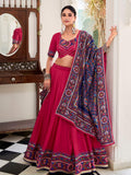 Brilliant Pink Tussar Silk Gota Patti Work Navratri Wear Lehenga Choli