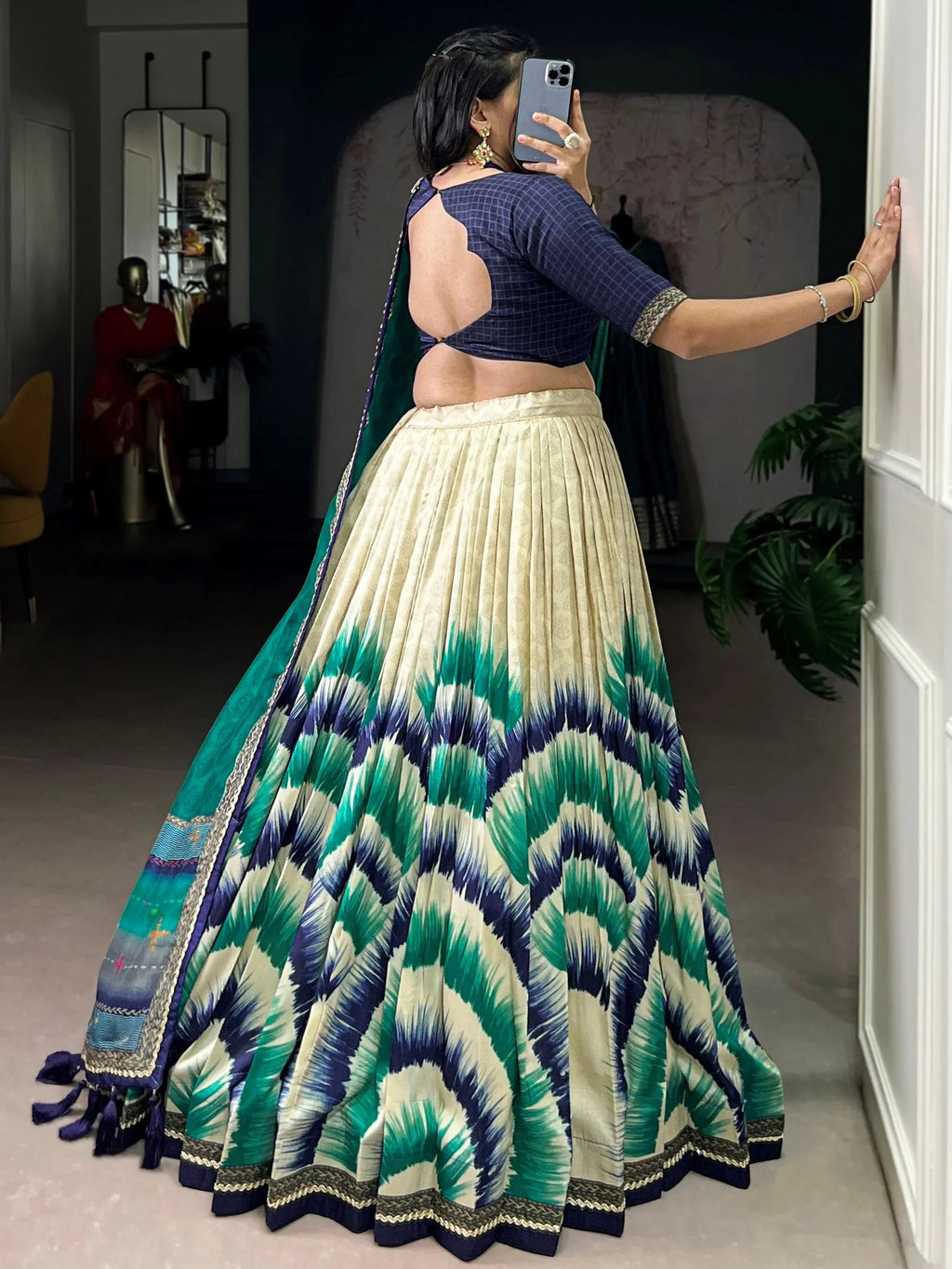 Blue Lovely And Digital Printed Silk Festive Wear Lehenga Choli