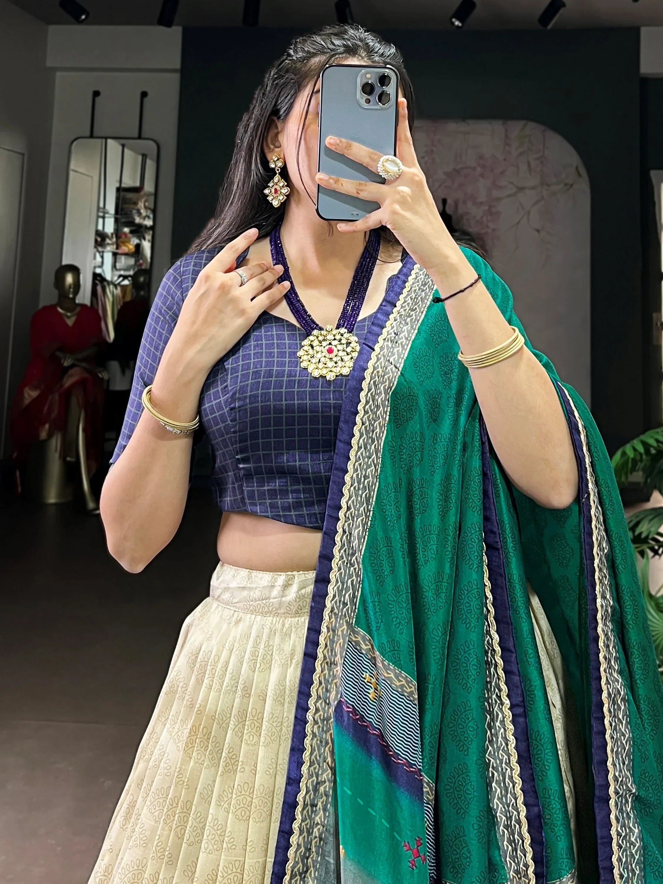 Blue Lovely And Digital Printed Silk Festive Wear Lehenga Choli