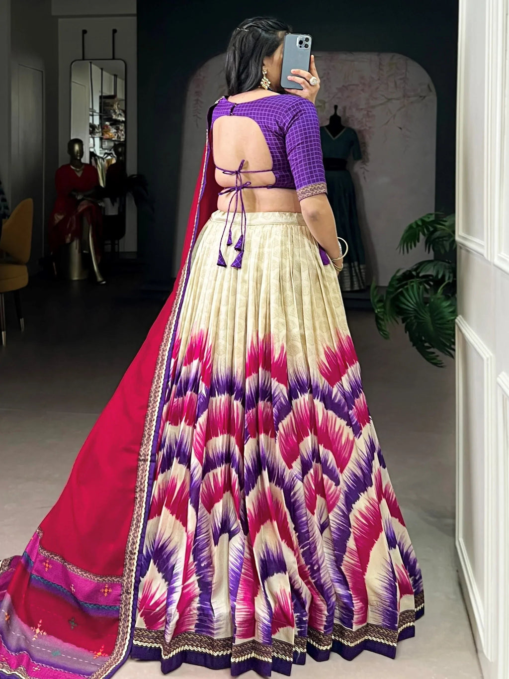 Purple Lovely And Digital Printed Silk Festive Wear Lehenga Choli