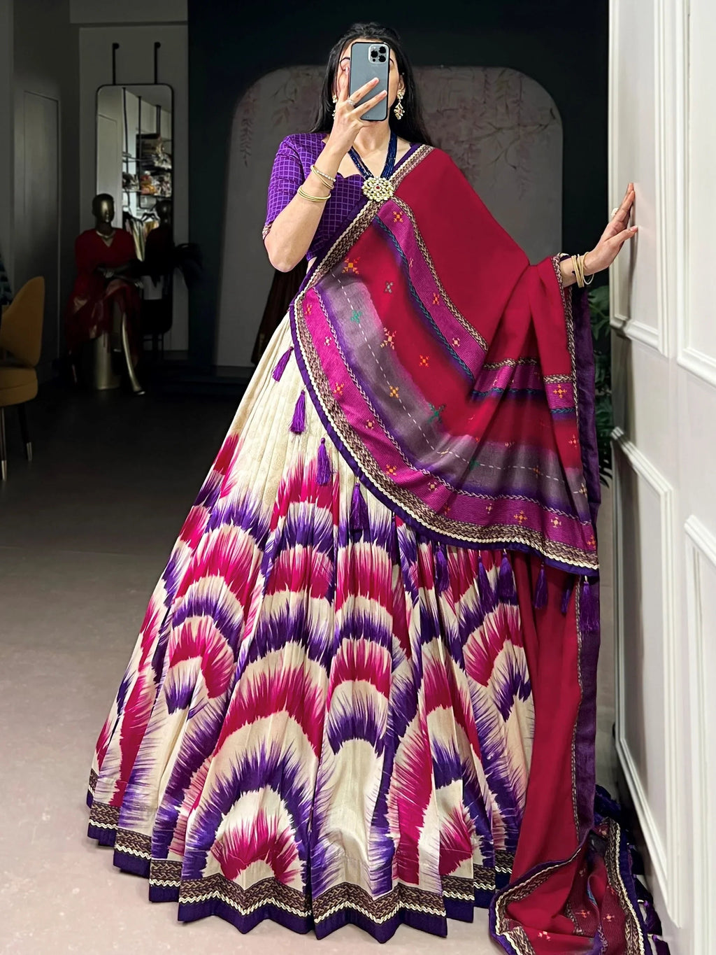 Purple Lovely And Digital Printed Silk Festive Wear Lehenga Choli