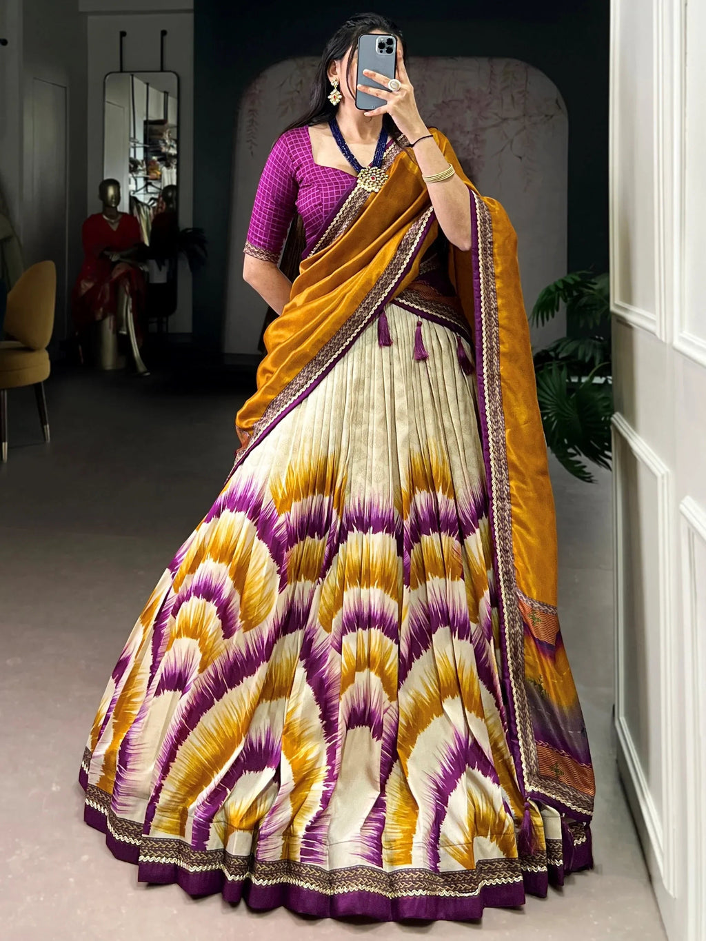Wine Lovely And Digital Printed Silk Festive Wear Lehenga Choli