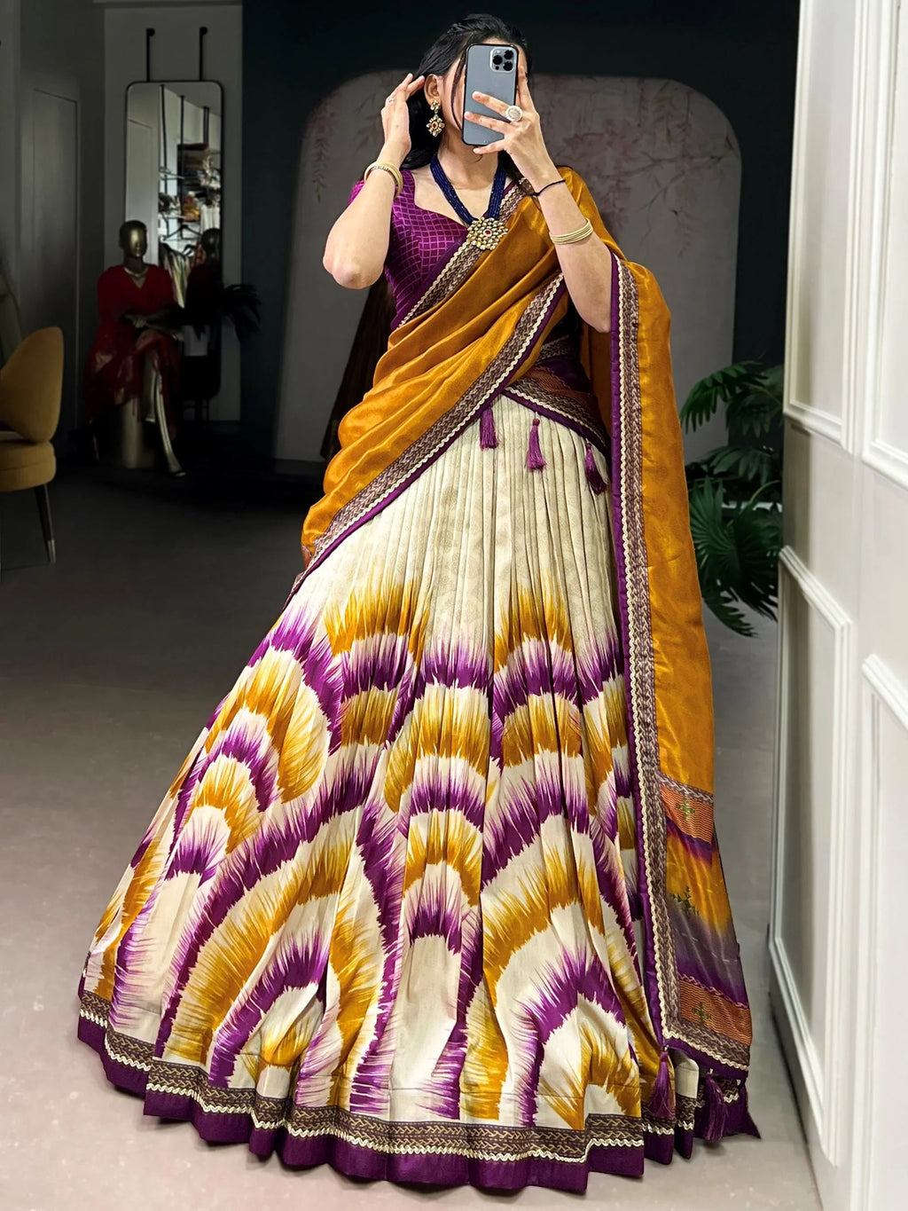 Wine Lovely And Digital Printed Silk Festive Wear Lehenga Choli