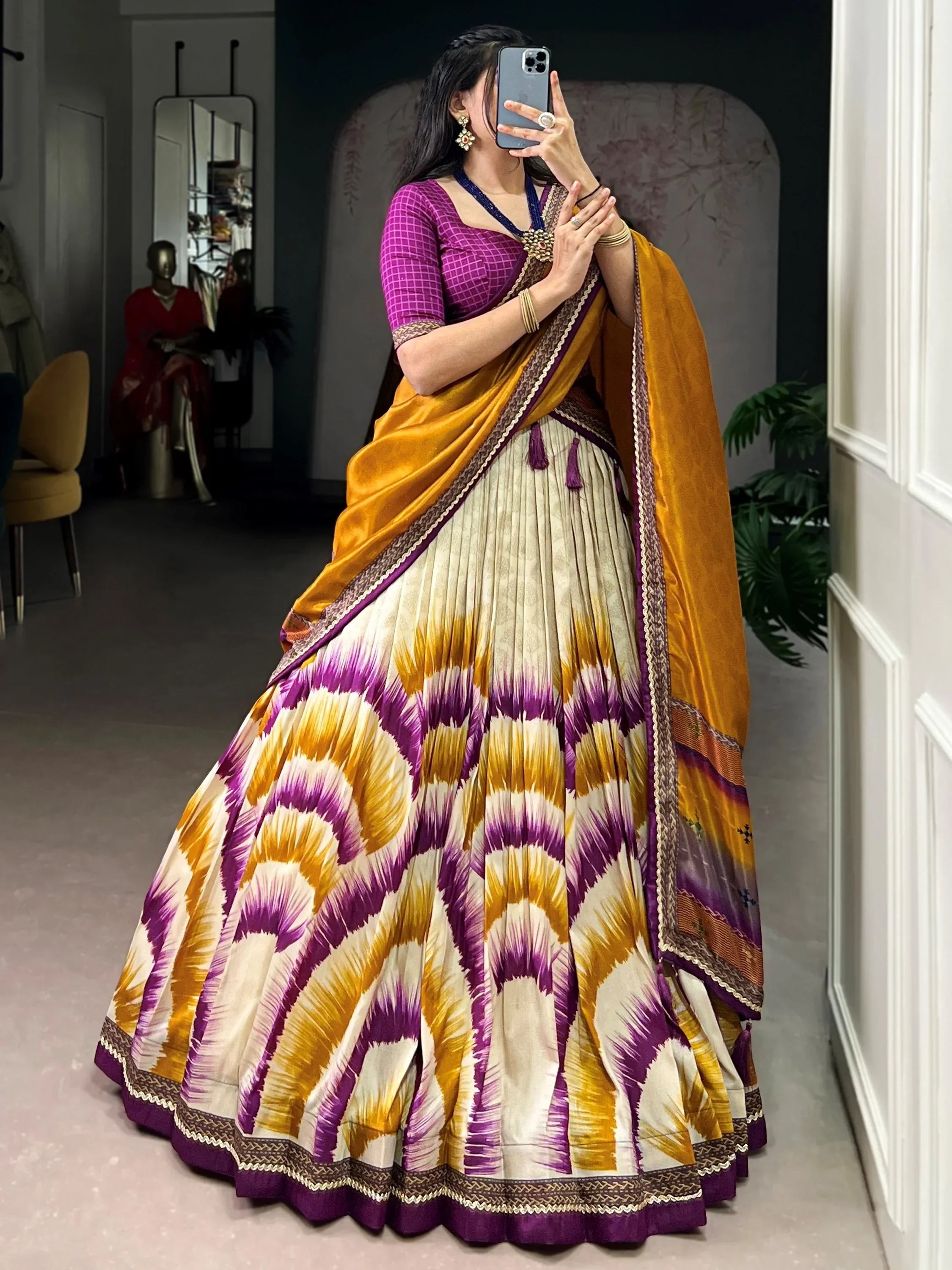 Wine Lovely And Digital Printed Silk Festive Wear Lehenga Choli