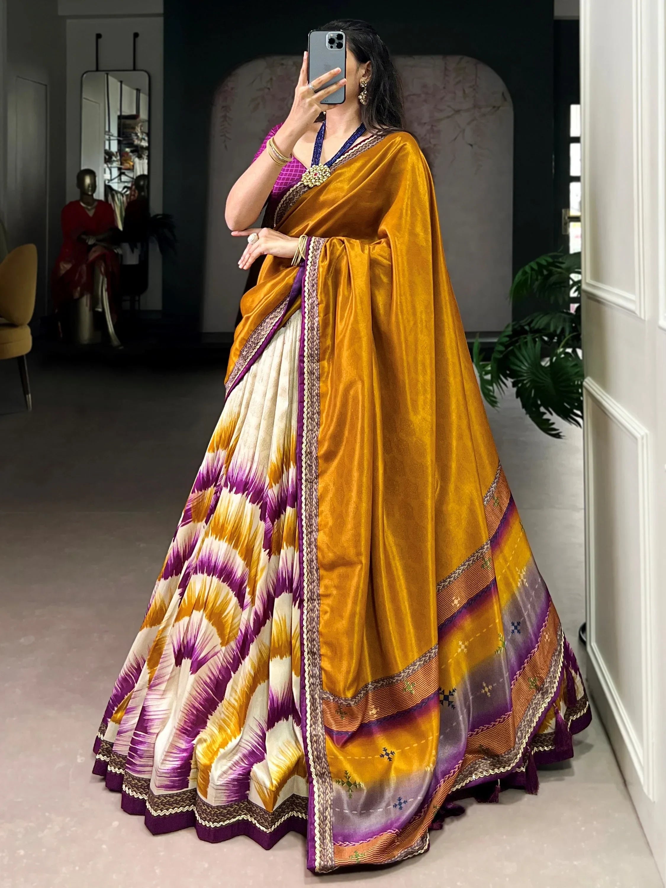 Wine Lovely And Digital Printed Silk Festive Wear Lehenga Choli