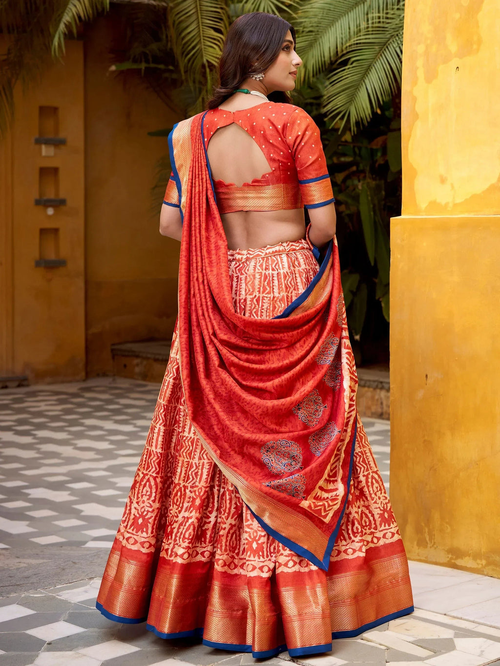 Orange Enchanting Printed Dola Silk Function Wear Lehenga Choli