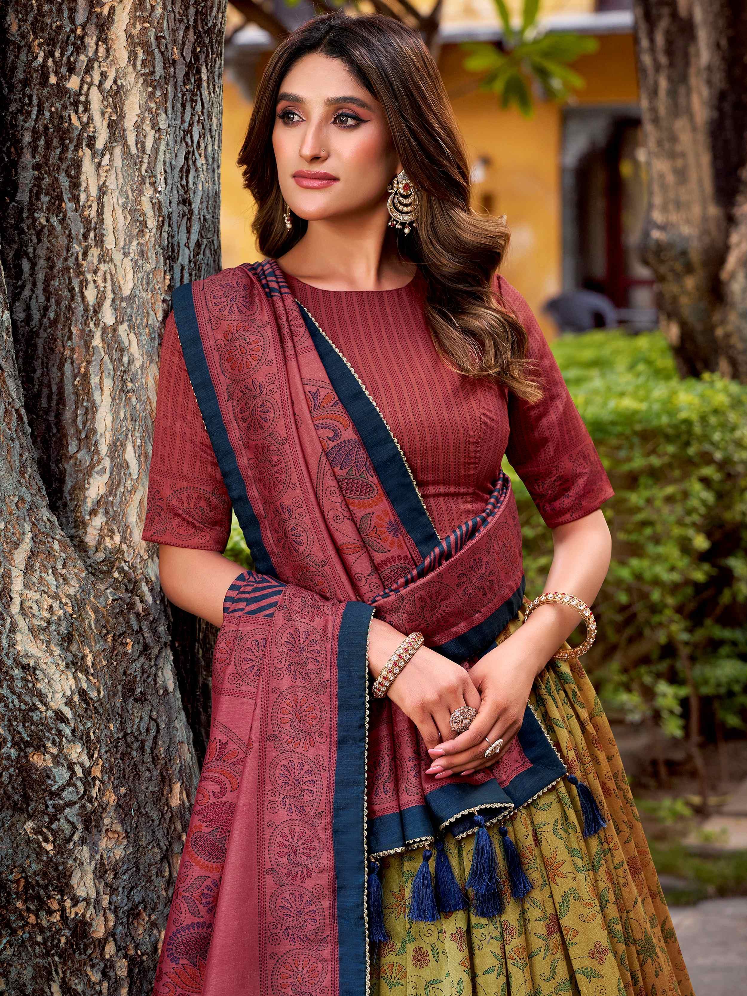 Yellow Attractive Digital Printed Silk Wedding Wear Lehenga Choli