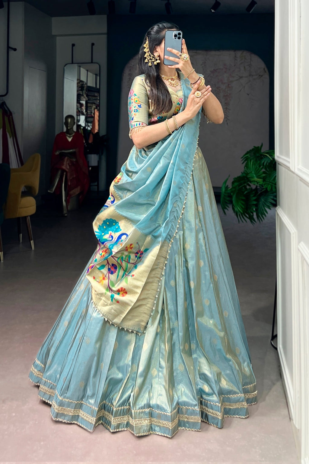Light Purple Shimmer Silk Designer Lehenga Set for festive celebrations and wedding occasions