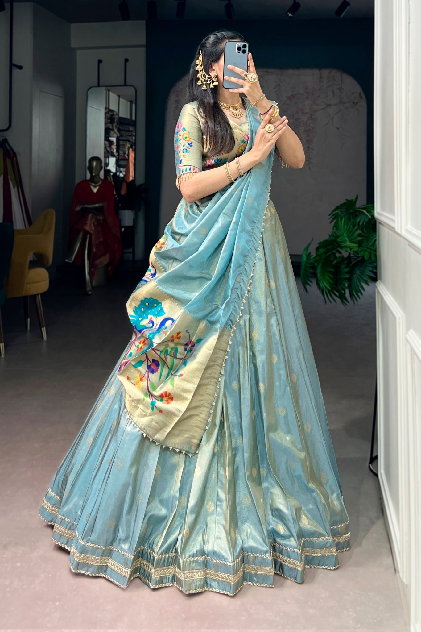 Light Purple Shimmer Silk Designer Lehenga Set for festive celebrations and wedding occasions