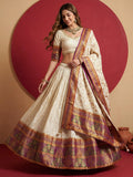 Aesthetics Off-White Zari Weaving Viscose Silk Traditional Lehenga Choli