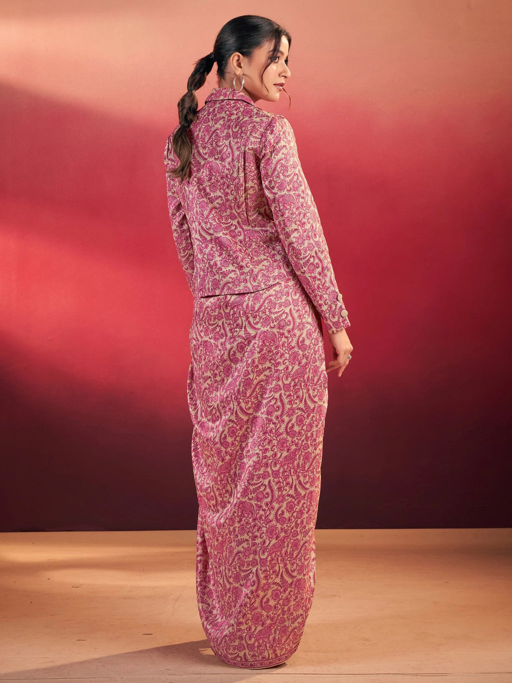 Lovely Rani Pink Wedding Wear Crop Top With Drape Lehenga And Jacket