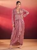 Lovely Rani Pink Wedding Wear Crop Top With Drape Lehenga And Jacket
