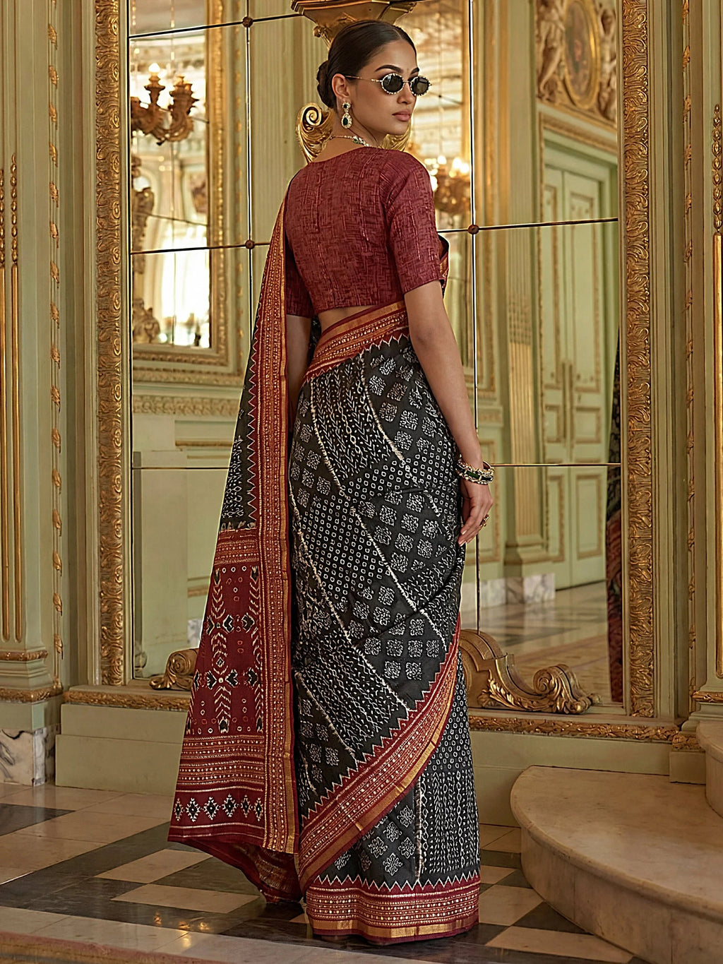 Black Stunning Zari Weaving Silk Festive Wear Saree