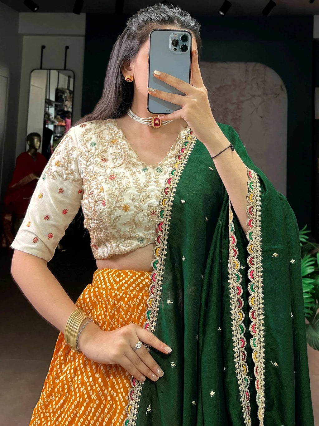 Yellow Gorgeous Bandhani Printed Rayon Haldi Wear Lehenga Choli