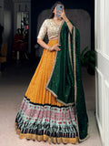 Yellow Gorgeous Bandhani Printed Rayon Haldi Wear Lehenga Choli
