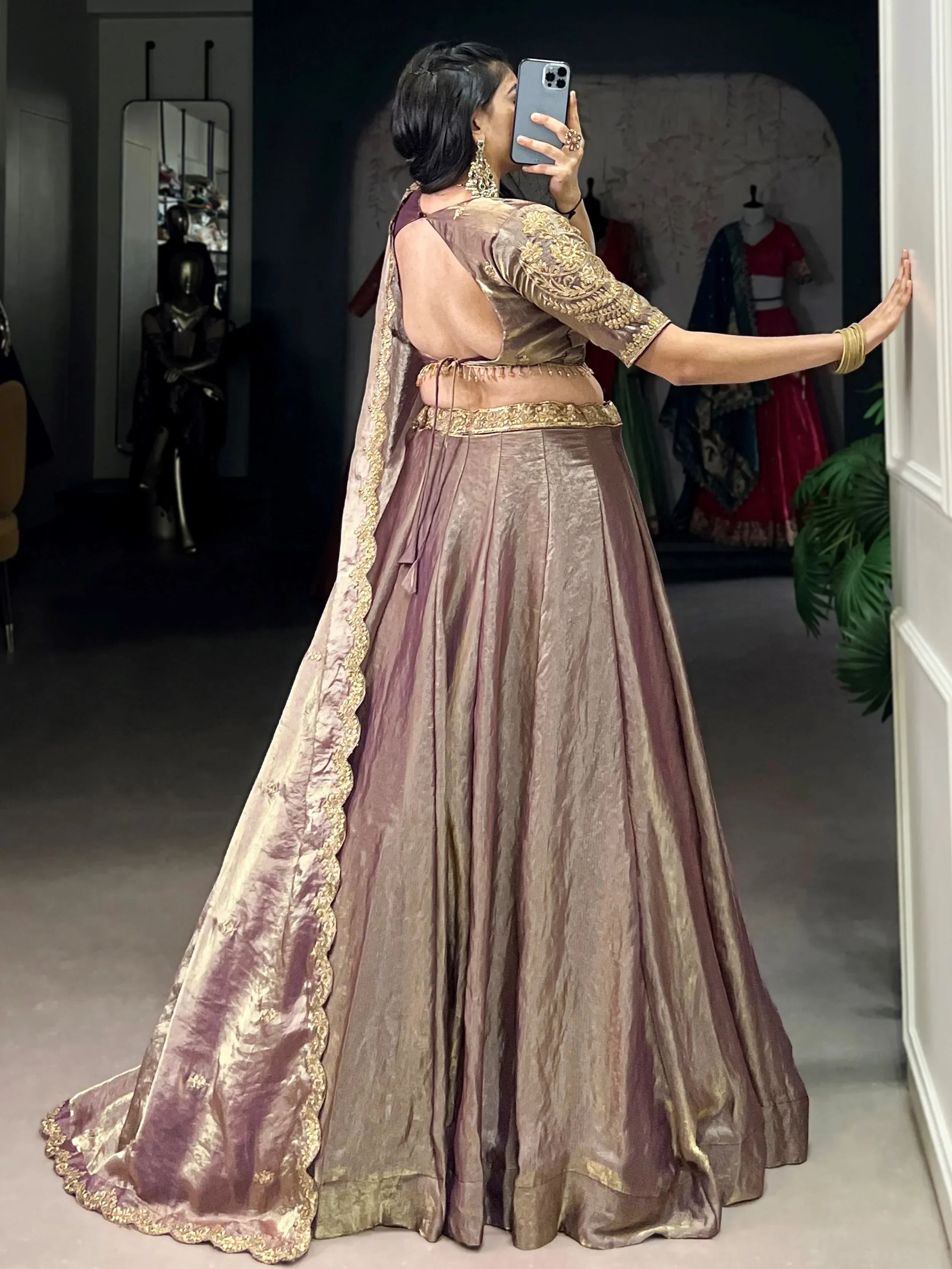 Lilac Stunning Organza Sequins Traditional Lehenga Choli With Dupatta