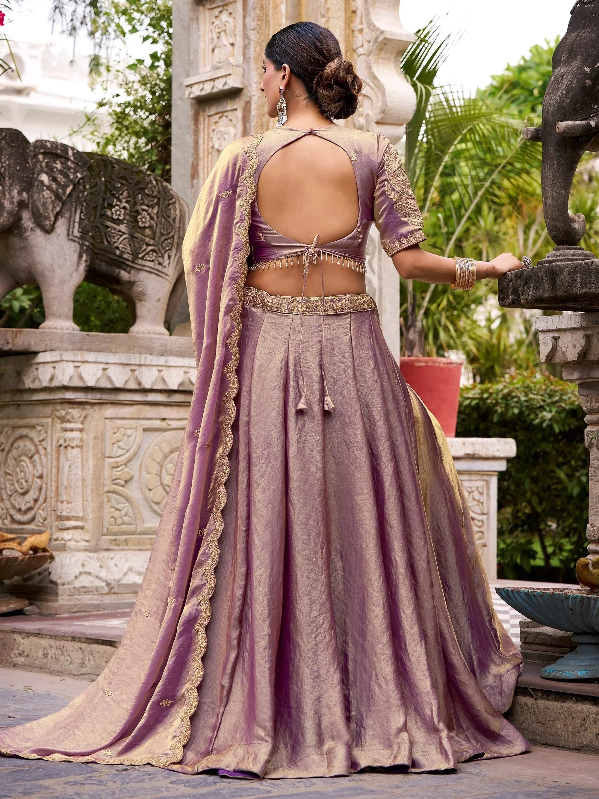 Lavender Stunning Organza Sequins Traditional Lehenga Choli With Dupatta
