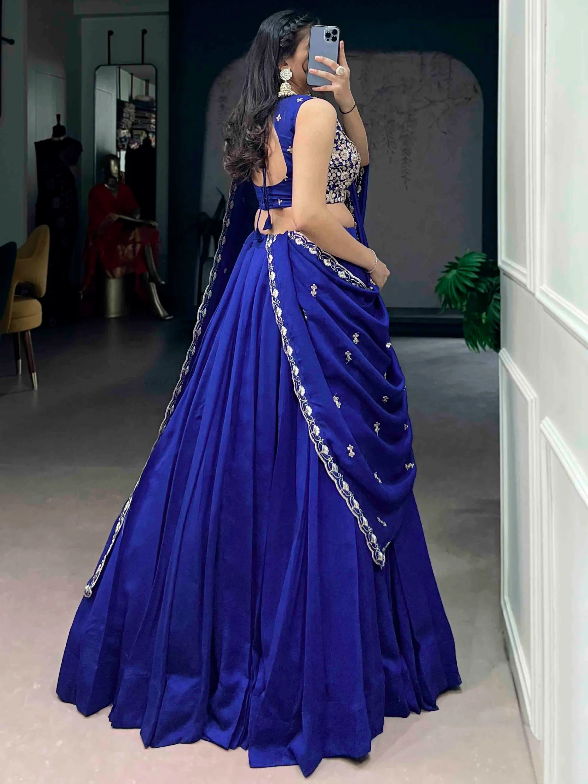 Beautiful Blue Silk Festive Wear Lehenga And Embroidered Choli