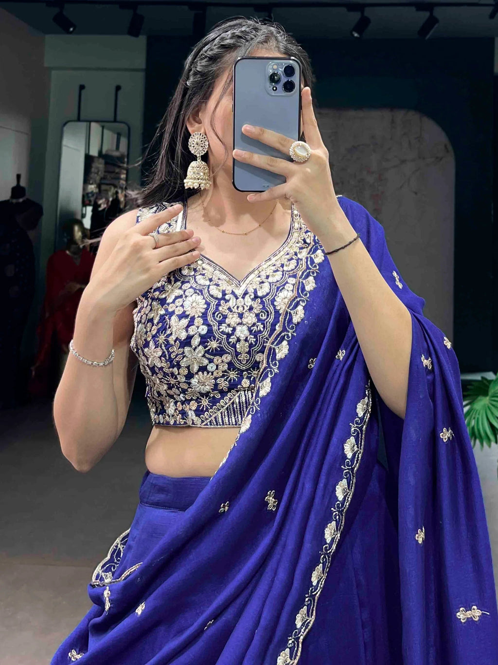 Beautiful Blue Silk Festive Wear Lehenga And Embroidered Choli