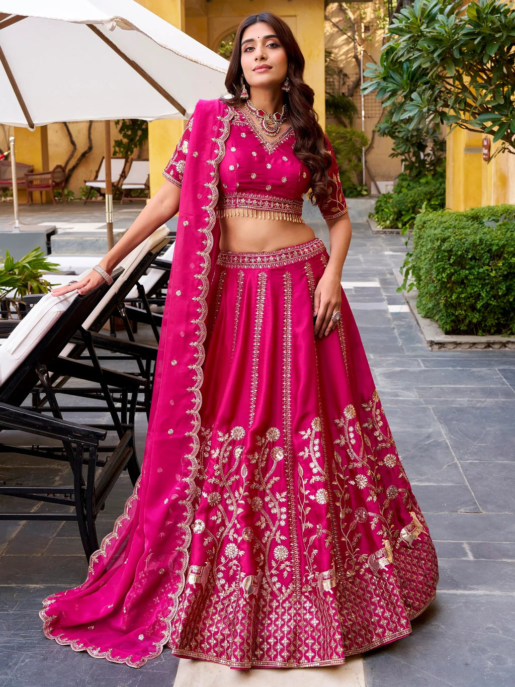Wonderful Rani Pink Sequins Silk Bridesmaid Lehenga Choli With Dupatta