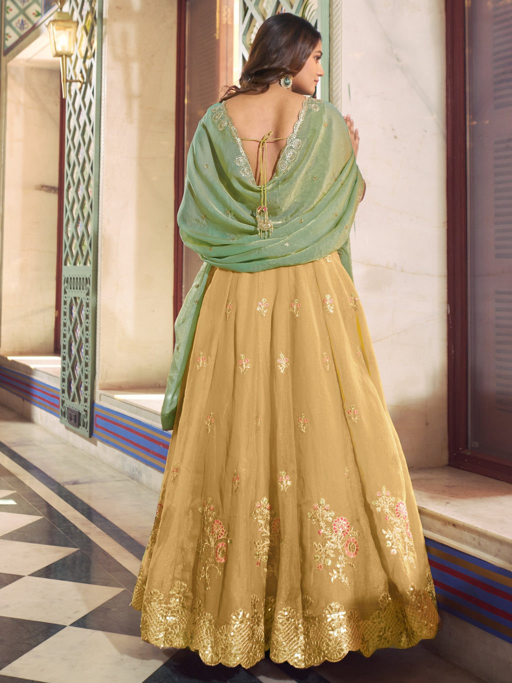 Precious Yellow Thread Work Silk Haldi Wear Lehenga Choli With Dupatta