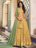 Precious Yellow Thread Work Silk Haldi Wear Lehenga Choli With Dupatta