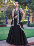 Graceful Black Embroidered Organza Party Wear Lehenga Choli