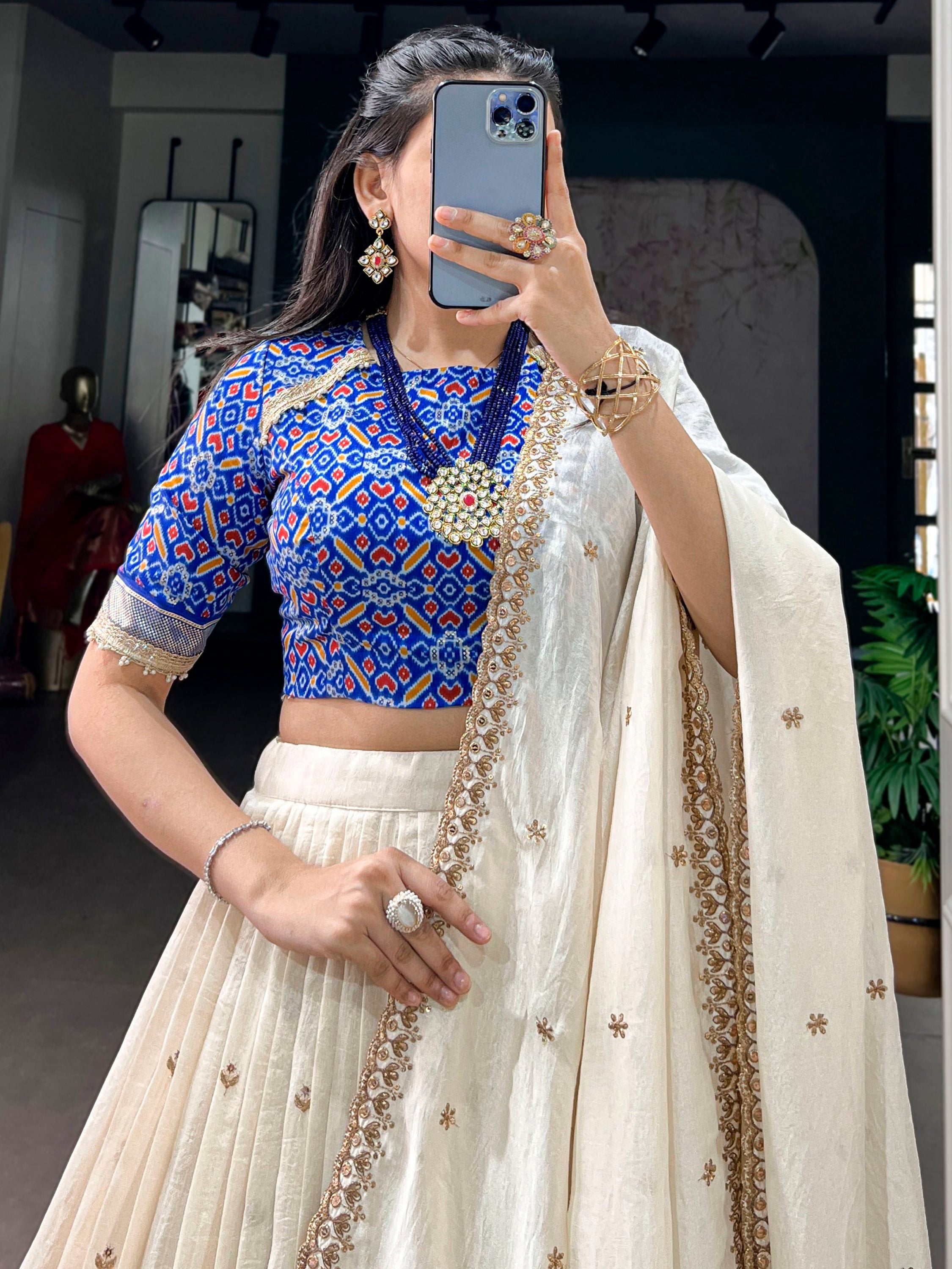 Incredible Off White Sequins Silk Festive Wear Lehenga Choli