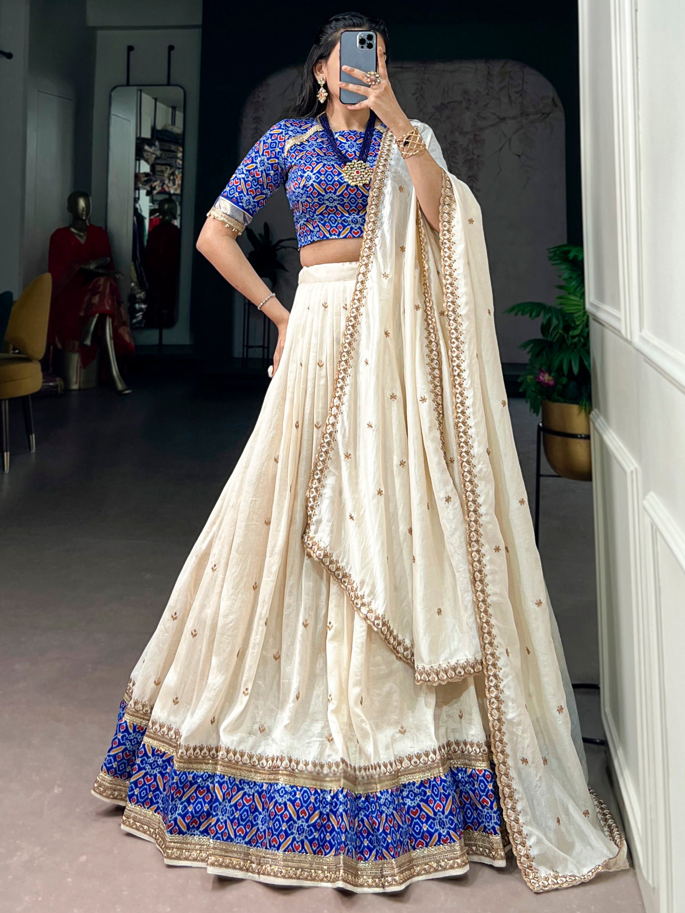 Incredible Off White Sequins Silk Festive Wear Lehenga Choli