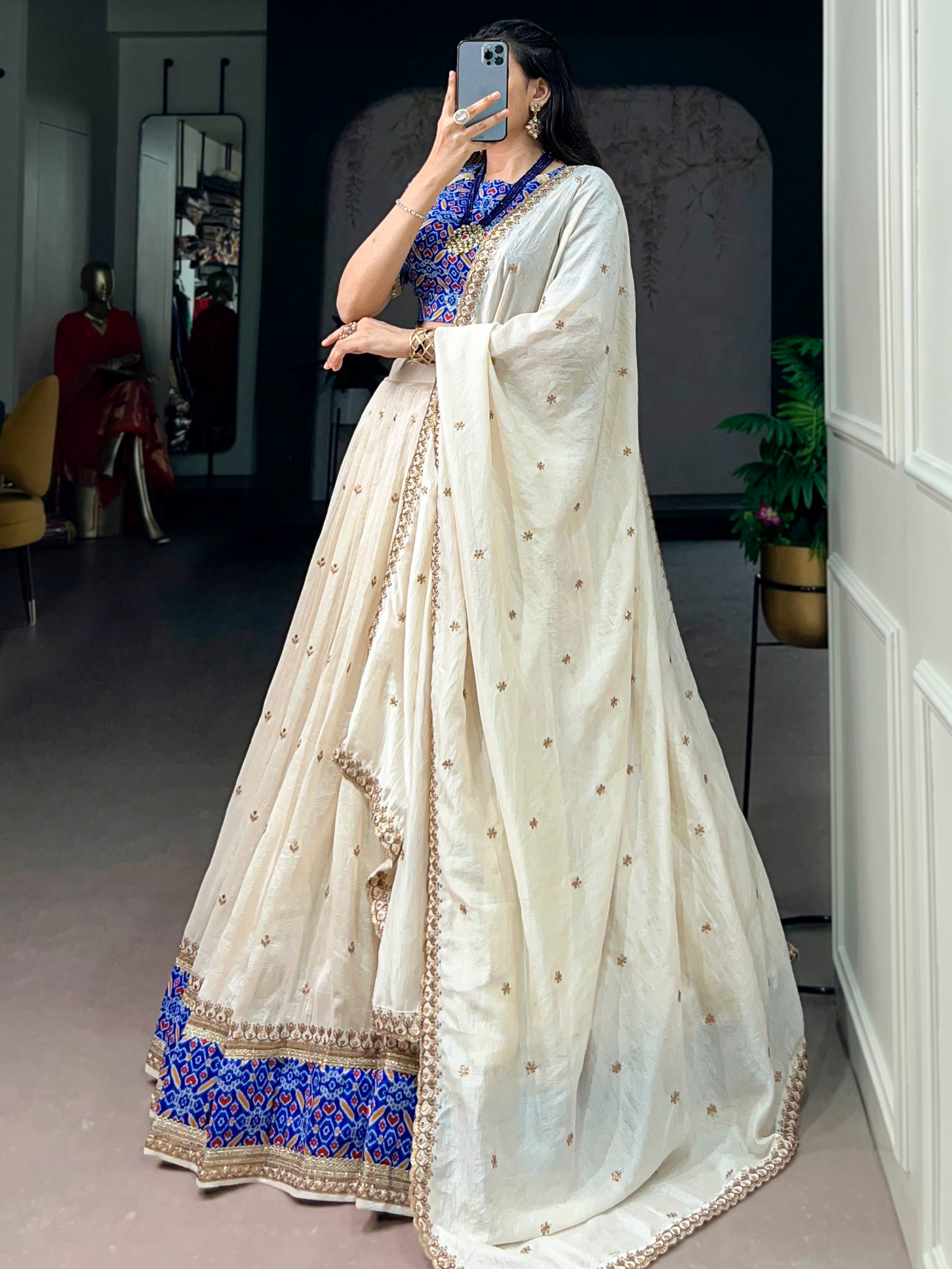 Incredible Off White Sequins Silk Festive Wear Lehenga Choli